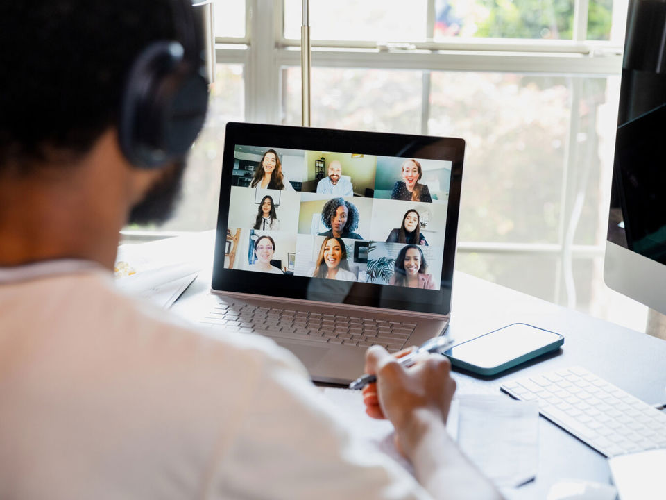 Student working in video chat